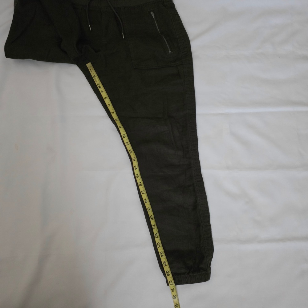 Athleta Dark Olive Green Drawstring Elastic Waist Linen Jogger Pants Size 8 - Picture 9 of 15